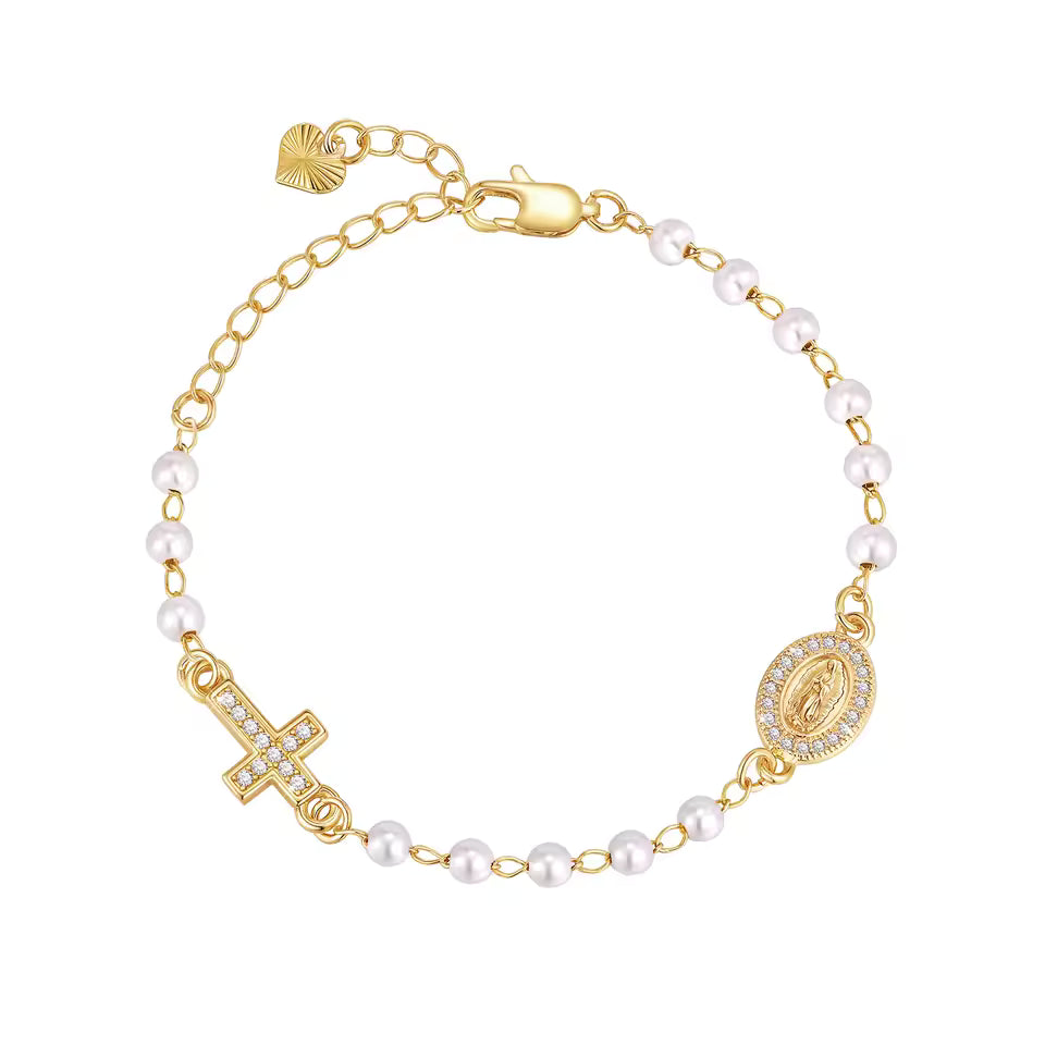 Pulsera de la Virgen María con Cruz