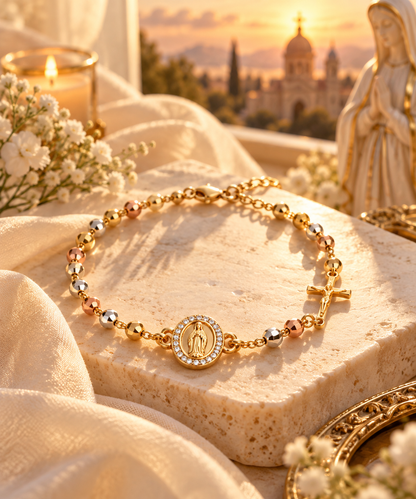 Pulsera de la Virgen María con Cruz