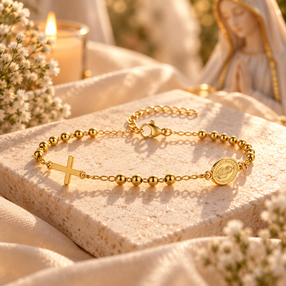 Pulsera de la Virgen María con Cruz