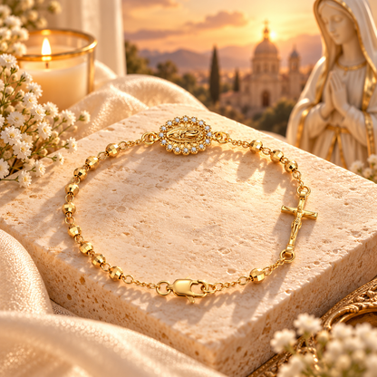 Pulsera de la Virgen María con Cruz