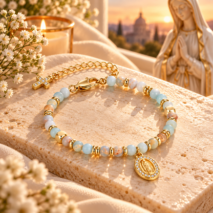 Pulsera de la Virgen María con Cruz