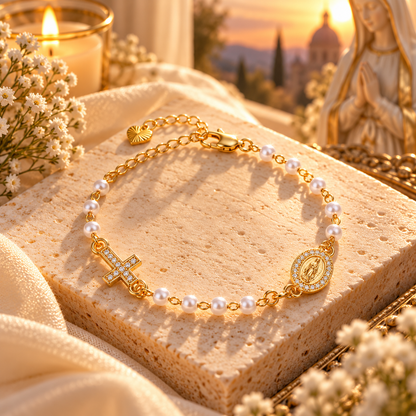 Pulsera de la Virgen María con Cruz