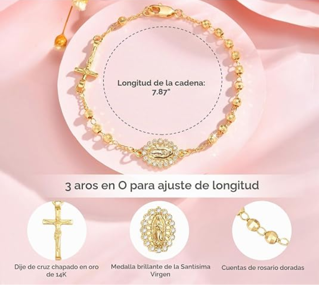 Pulsera de la Virgen María con Cruz
